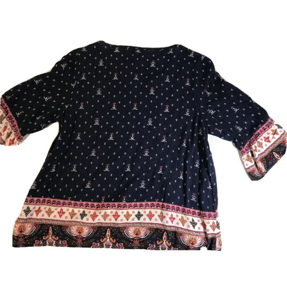 Junior Women’s Small Wild Blue Sadie Robertson Peasant Blouse Top - 3/4 Sleeves - Picture 9 of 11